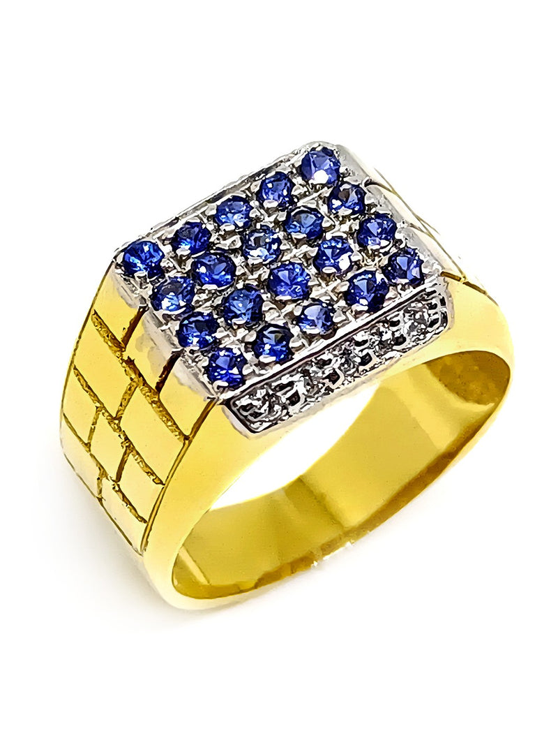 Anillo de Caballero con Zafiros y Diamantes