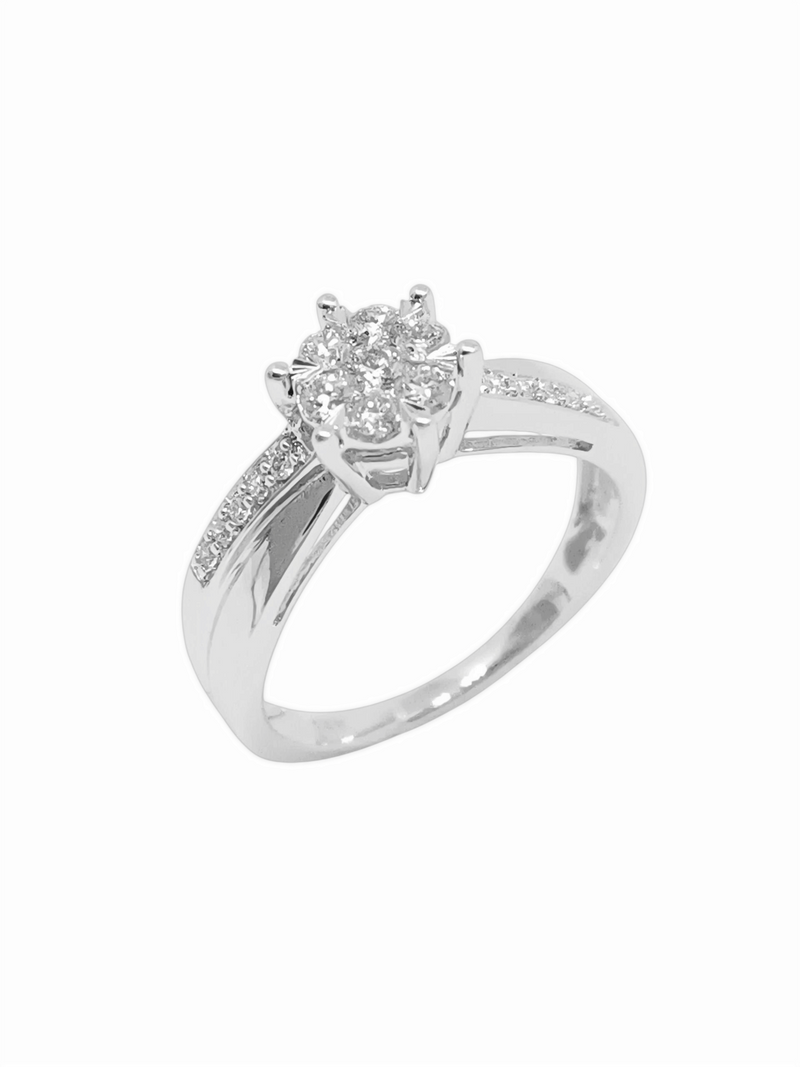 Anillo Solitario Oro Blanco