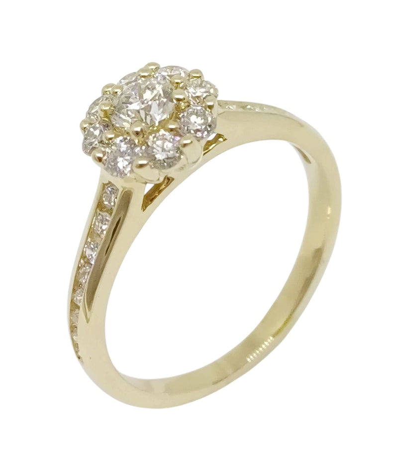 Anillo  Solitario Flor Oro Amarillo
