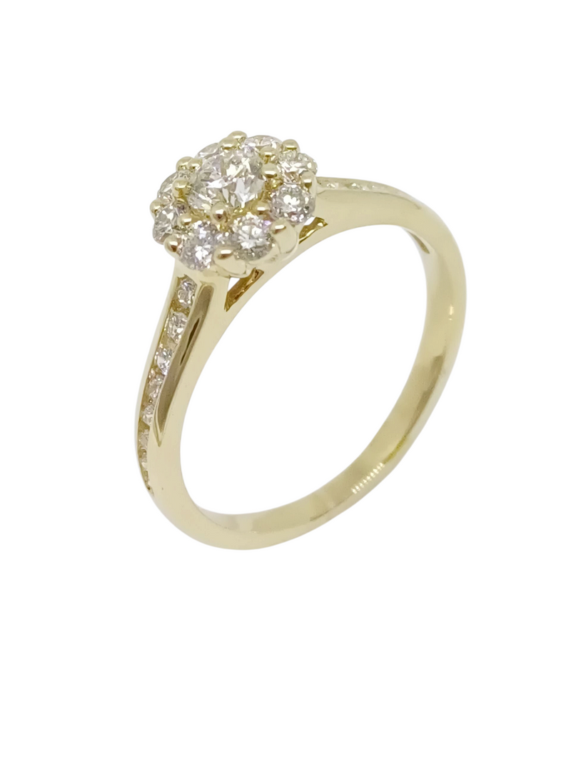 Anillo  Solitario Flor Oro Amarillo
