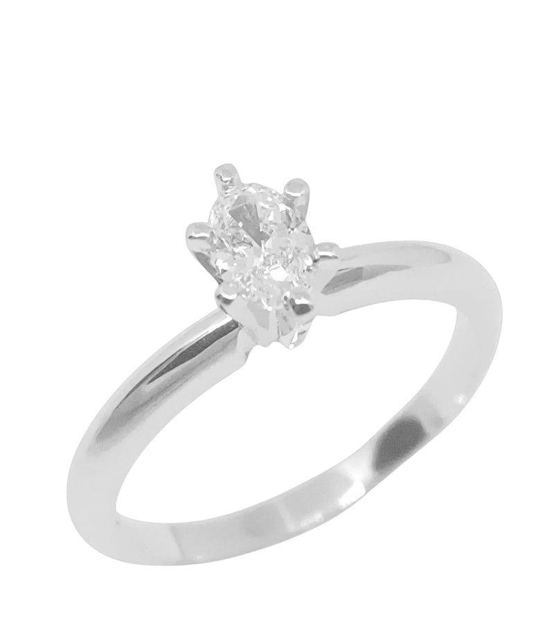 Anillo Solitario Corte Oval Diamante Natural