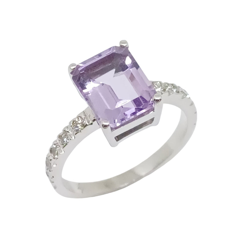 Anillo Amatista Natural con Brillantes