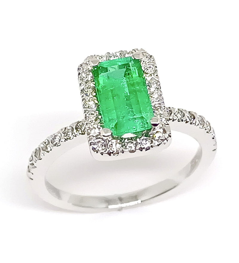 Anillo de Esmeralda con Diamante