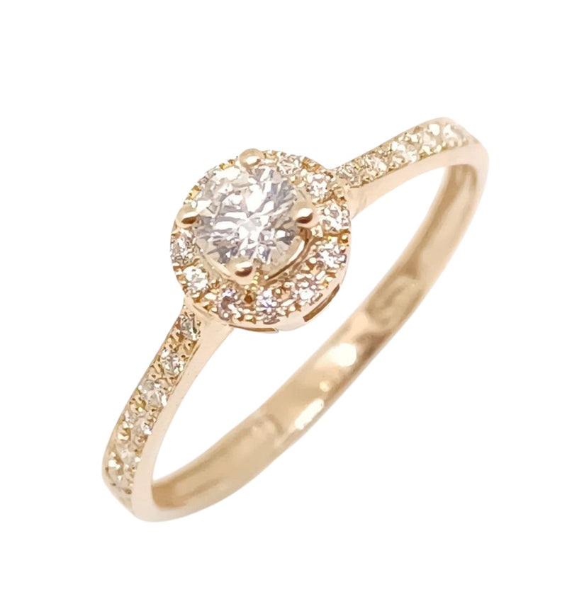 Anillo de Compromiso con Halo y Laterales