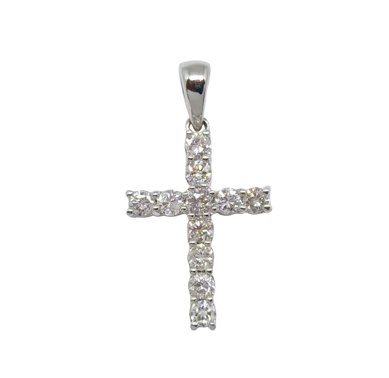 Cruz Oro Blanco con Diamantes