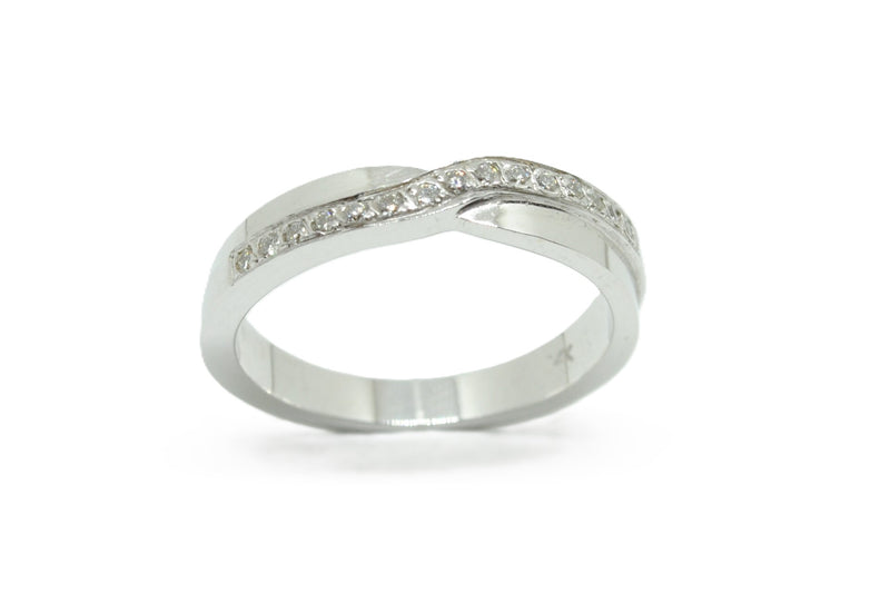 Argolla Oro Blanco con Diamantes