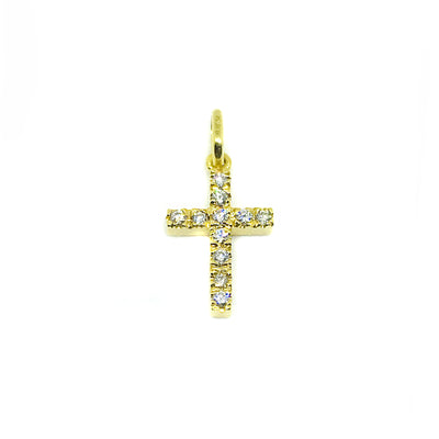 Cruz de Oro amarillo 14k con Diamante en Tara Brooch Monterrey. Modelo: CR-A2x-00743. (mediana) - Envió GRATIS a todo México.